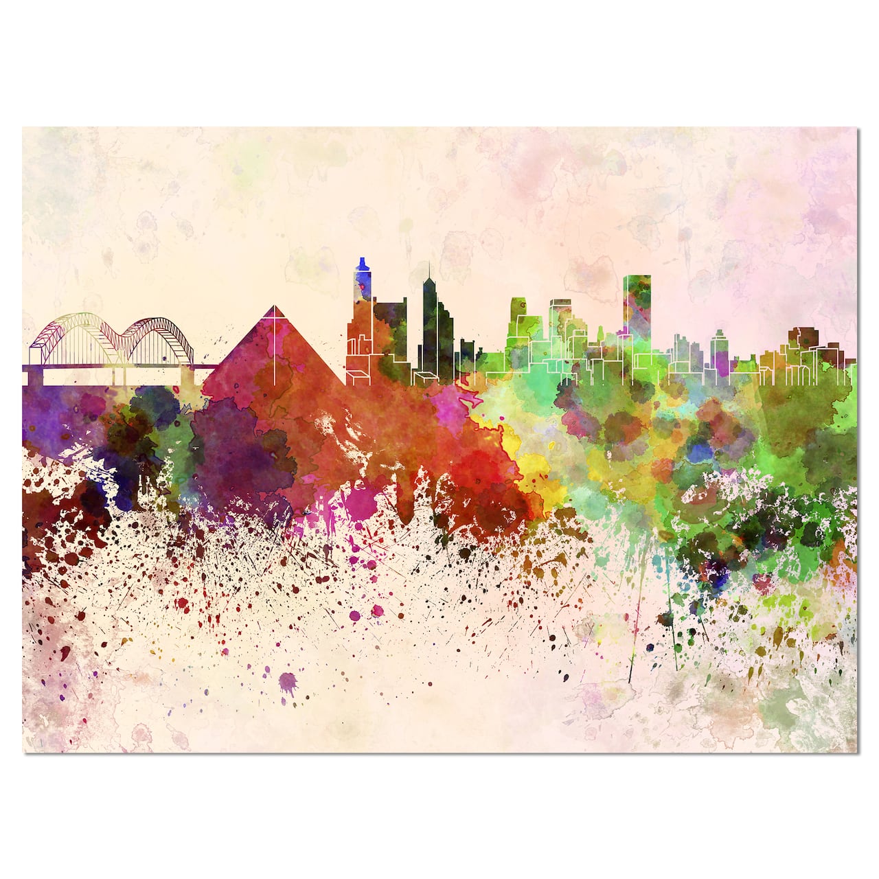 Designart - Memphis Skyline - Cityscape Canvas Artwork Print